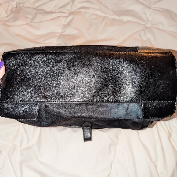 ANTONIO MELANI Black Satchel with Gold Accents - Picture 6 of 8